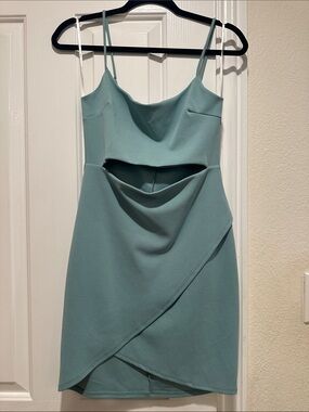 Lulu's Seafoam Cutout Drape Mini Dress